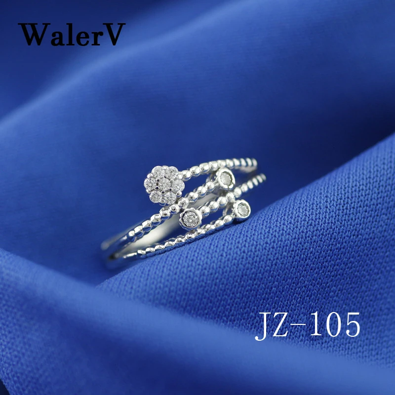

WalerV New for Women Custom Made Fashion White Purple Crystal Irregular Zircon 925 Silver Rings Open Ring Prom Jewelry Gift