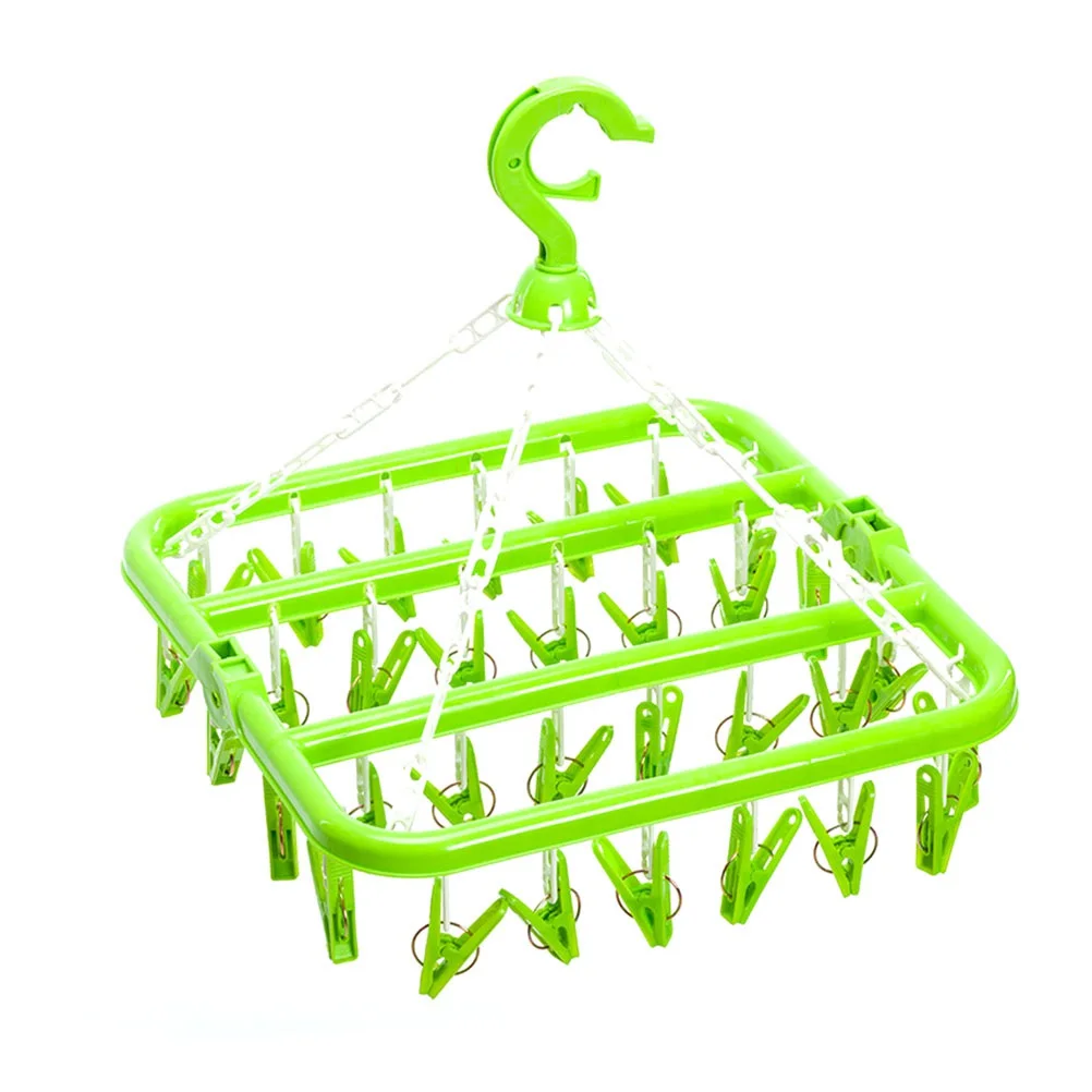 

Foldable Clip and Drip Children's Underwear Socks Drying Rack Laundry Premium Drying Hanger Rack with 32 Clips