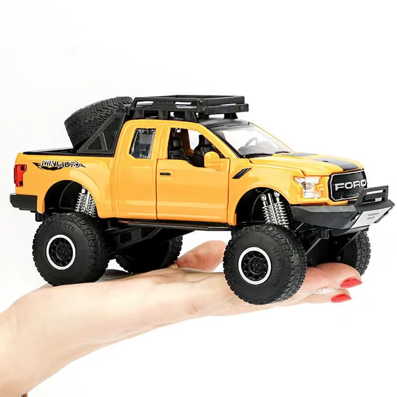Goede Mini Pickup Truck Toy1 32 Pick up Model Speelgoed Auto Voor Ford F150 Raptor Geluid En Licht En Glijdende Auto