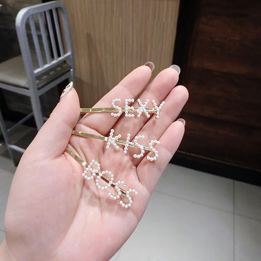

Hairpin English Letter Barrette Rhinestone Alloy Personality Word Women Girls Hair Clips Hairclip Hair Accessories 2019