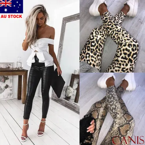 

AU Women Ladies Leopard Snake Animal Print High Waist Stretchy Leggings Pants