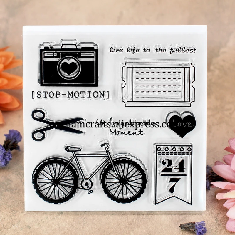 自転車ストップモーションスクラップブックdiyフォトカードゴムスタンプクリアスタンプ透明スタンプ 10 10 センチメートルkw Clear Stamps Rubber Stamptransparent Stamp Aliexpress