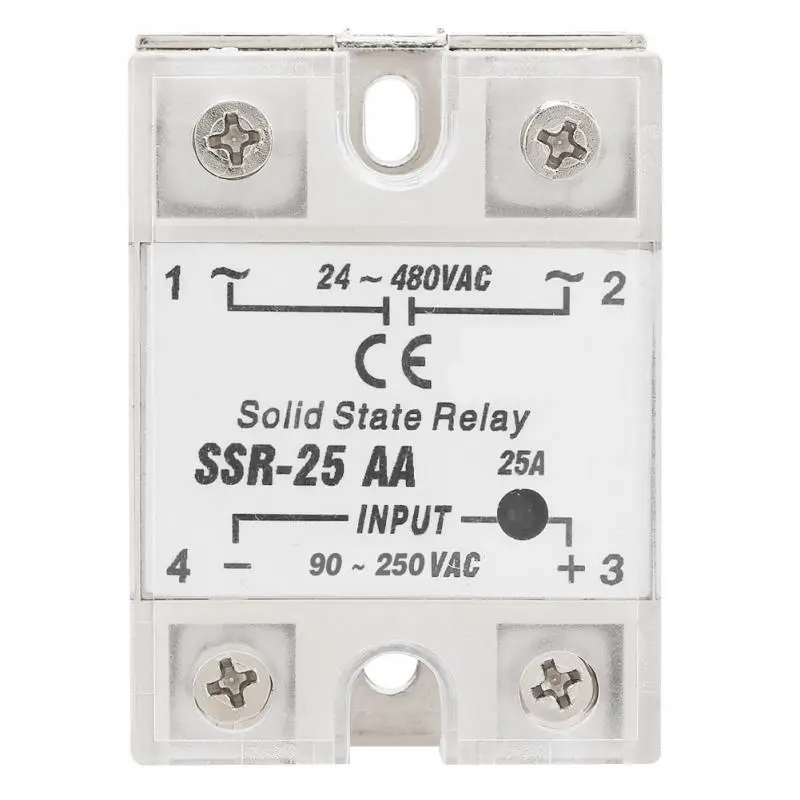 SSR 25 AA 25A твердотельный релейный модуль AC вход 90 250 В выход 24 480 задержка релейная