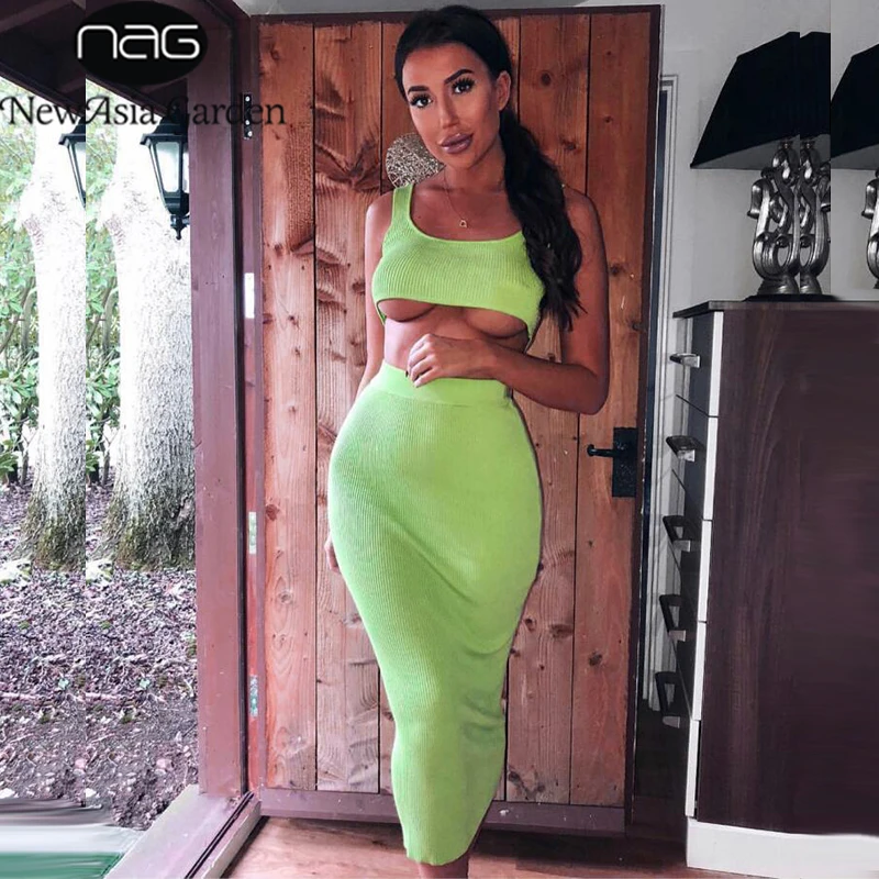 В NewAsia летний комплект из двух предметов комплект укороченный топ и юбка Женский комплект 2 шт Верхняя одежда из двух частей сексуальный ансамбль женский Повседневное соответствующие наборы купить на AliExpress