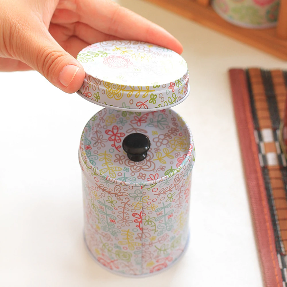 

1X Tinplate Tea Canister Sugar/Candy Jar Coffee Bean Sealed Can Storage Box Gift
