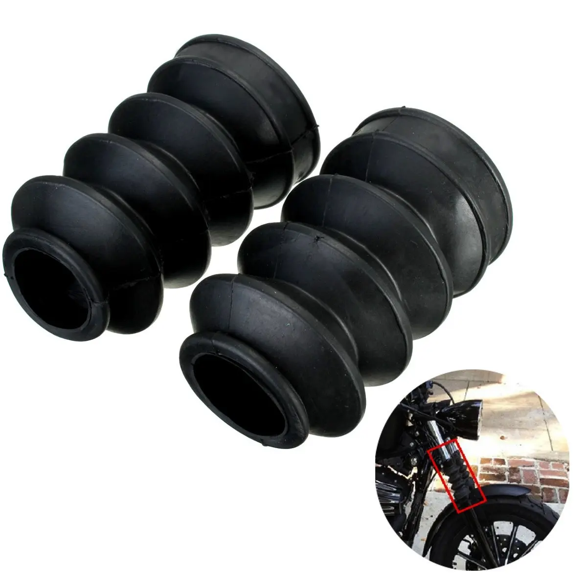 

Autoleader 2Pcs Rubber Motorcycle Fork Dust Cover Gaiters Gators Boots for Harley for Sportster for Dyna FX XL 883 Accessories