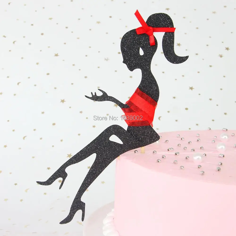 

2pcs Cheap Elegant Lady Paper Cupcake Topper Girl Birthday Wedding Party Celebration Bacheloret Part Cake Supplies Free shipping