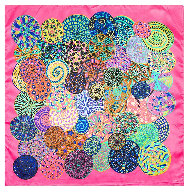 

New Arrival 60*60cm Euro Brand Style Women Rayon Square Scarf Snail Dream Fashion Tied Bag Handle Scarf High Quality Hijab
