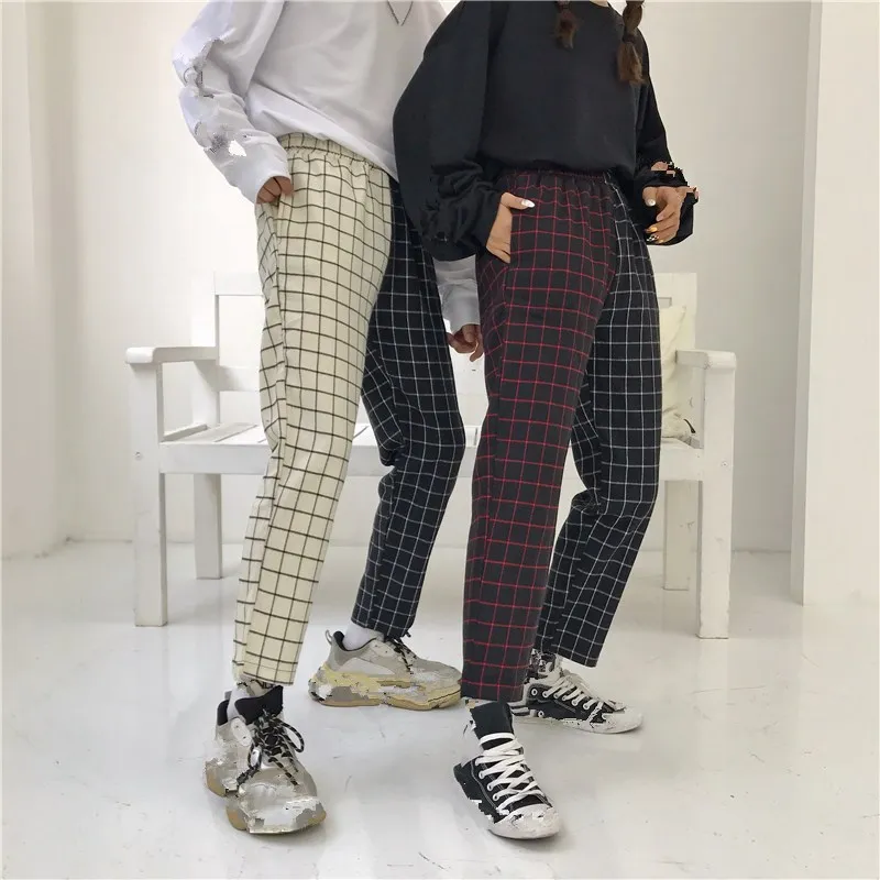 Винтажные Лоскутные платные брюки Harajuku женские с эластичной резинкой на талии
