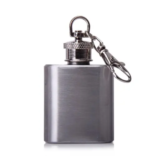 

1 oz Portable Stainless Steel Flask with Keyring Silver