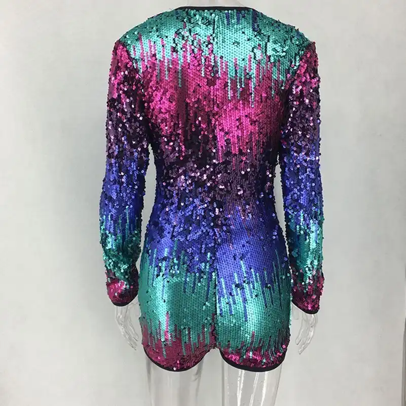 rainbow sequin jumpsuit long sleeve