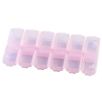 

12 Grids Plastic Jewelry Storage Box Container Portable Jewelry Beads Craft Ring Earring Brooch Organizer (Light Pink)