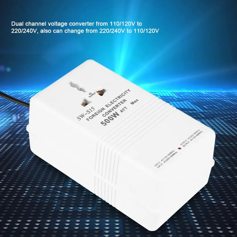 SW S15 500 Вт понижающий преобразователь напряжения трансформатор от 220 В до 110 (вилка