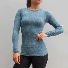 Бесшовный спортивный топ с длинными рукавами Женский Фитнес Бег Топ для тренировок спортивные топы для спортзала женский трикотаж укороченный Топ Спортивная футболка