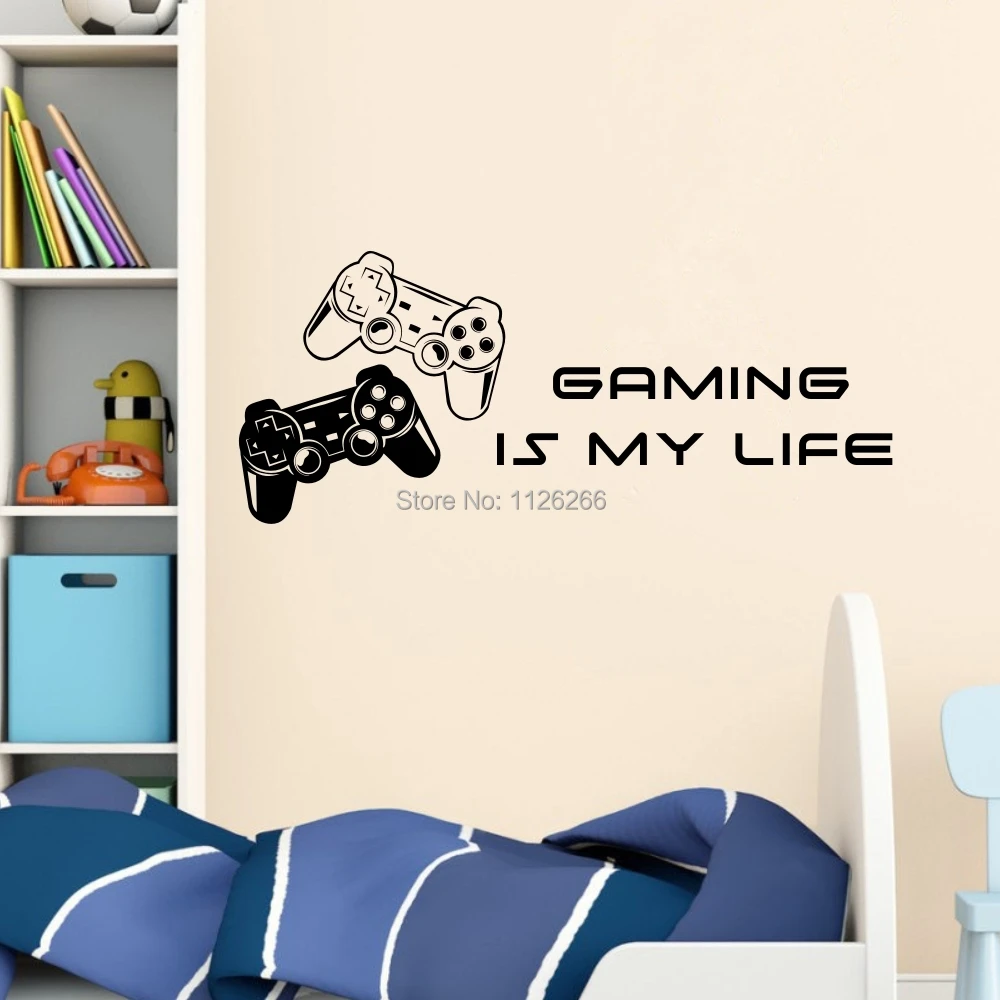 Gaming Is My Life Controller Video Game Decal Sticker Wall Vinyl Decor For Boys Bedroom Wall Stickers Aliexpress