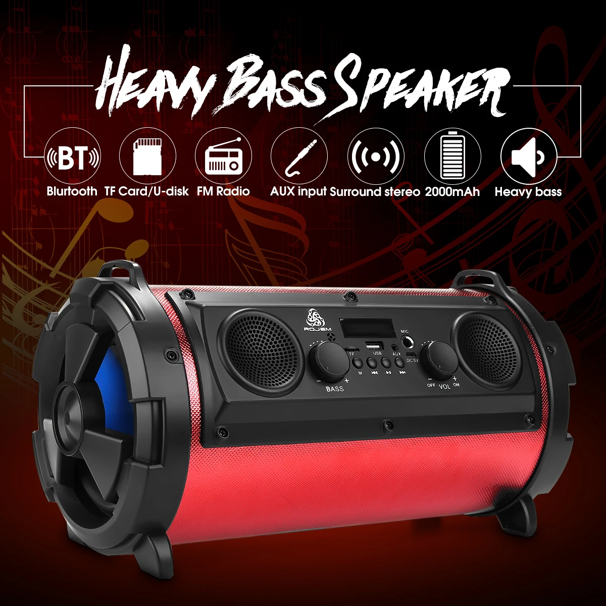 Уличная портативная беспроводная bluetooth колонка 15 Вт Hi Fi тяжелые басы сабвуфер FM TF