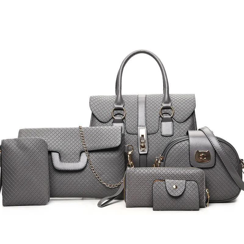 Set de bolsos de 6 piezas para mujer 2019 bolso de cuero de marca de diseño de moda bolsos bandolera de mujer bolso de mensajero bolso de mano bolsa