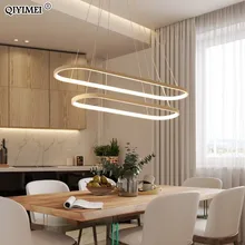Rectangle Modern Led Pendant Lamps for Living Room Restaurant Bedroom Decorative Pendant Light Lamparas AC85-260V remote control