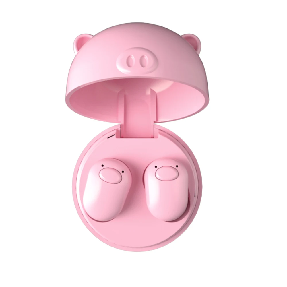 TWS Pink Pig Earphone Cute Wireless Bluetooth 5.0 Earphones Mini In Ear Earbuds Headset Stereo