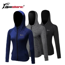 Queshark Женская куртка для бега осень зима фитнес Йога тренировочная куртка на молнии Спортивная Толстовка рубашка быстросохнущая спортивная одежда