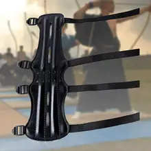 Из искусственной кожи с 4 отверстиями для стрельбы из лука, защита рук, защита для безопасности, спортивный лук, регулируемый ремень, инструмент для охоты на открытом воздухе