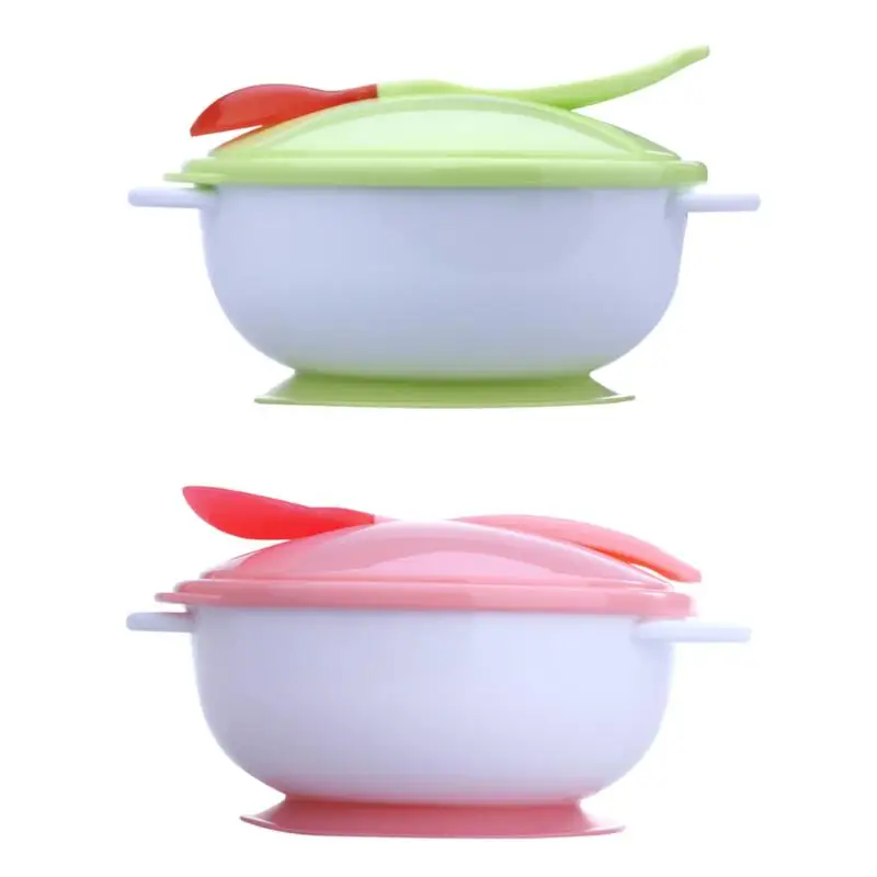 

Temperature Sensing Spoon Suction Cup Baby Bowl Baby Feeding Bowl Sucker lunch Dishes Feeding Set for Children Kids dinner