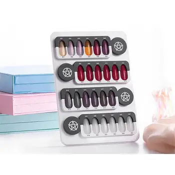 

24 Colors Nail Art Color Contrast Card + Tips Photo Frame Display Removable Magnet Sticker Chart for UV Nail Gel Polish
