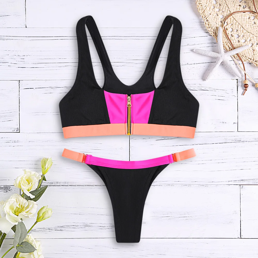 

LANGSTAR New Low Waist Swimwear Women Sexy Beachwear Patchwork Bikini Set Bathing Suit Push Up Biquini Maillot De Bain