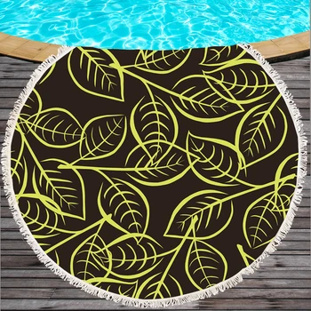 

Bohemia Printing Beach Towel Summer leaves round towel tassel tapestry yoga mat Microfiber blanket bath towel 150cm beach towel