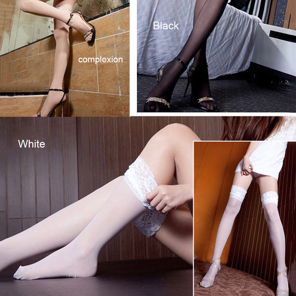 Sexy Thigh High Stockings Women Lace Patchwork Over the Knee Pantyhose Sheer Transparent Nylon Stockings Clubwear Gifts Sexy Thigh High Stockings Women Lace Patchwork Over the Knee Pantyhose Sheer Transparent Nylon Stockings Clubwear Gifts