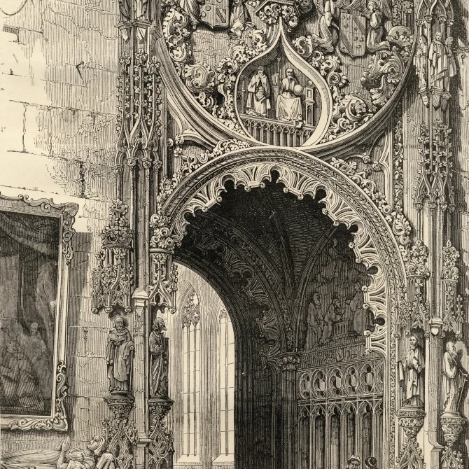 Gateway Of The Cathedral Segovia Spain из книги испанские картины от Rev Samuel Manning опубликовано 1870