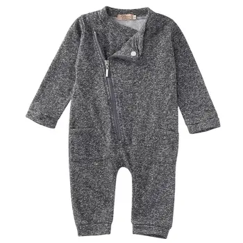 

Fashion Newborn Baby Boy Girl Long Sleeve Zipper Grey Warm Romper Jumpsuit Playsuit Outfits Baby Clothes