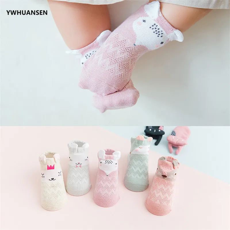 YWHUANSEN 5 пар/лот летние сетчатые носки для новорожденных детские с забавными