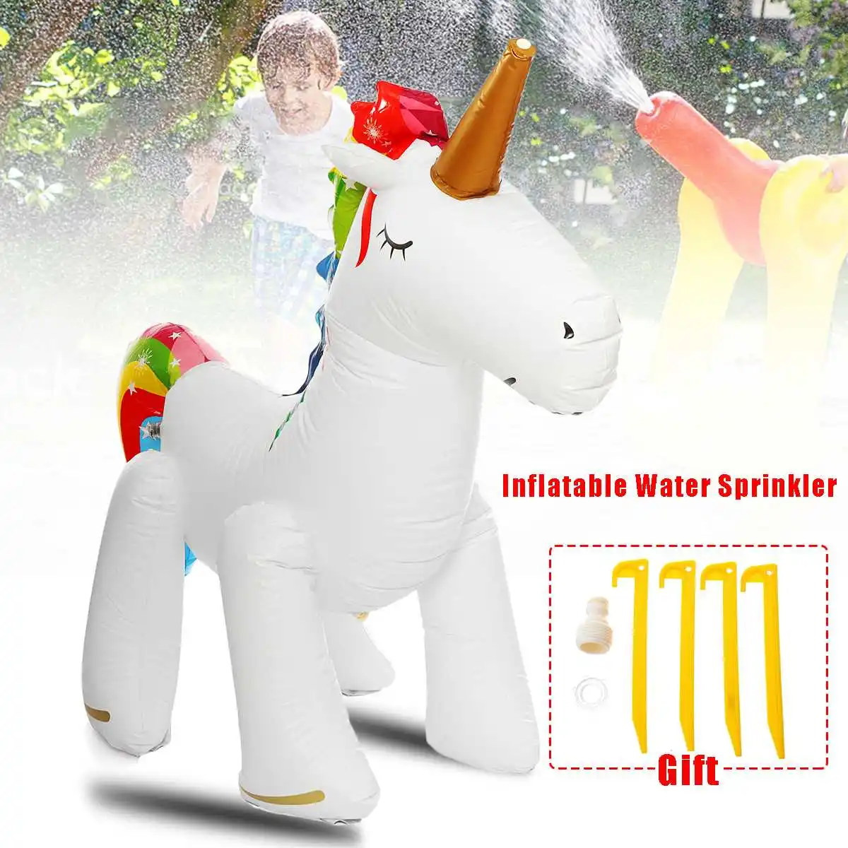 

Water Sprinkler Toy Kids Outdoor Fun Summer Splash Inflatable Hose Unicornn Play Yard Summer Sprinkler Toy Beach Ball Spray Lawn