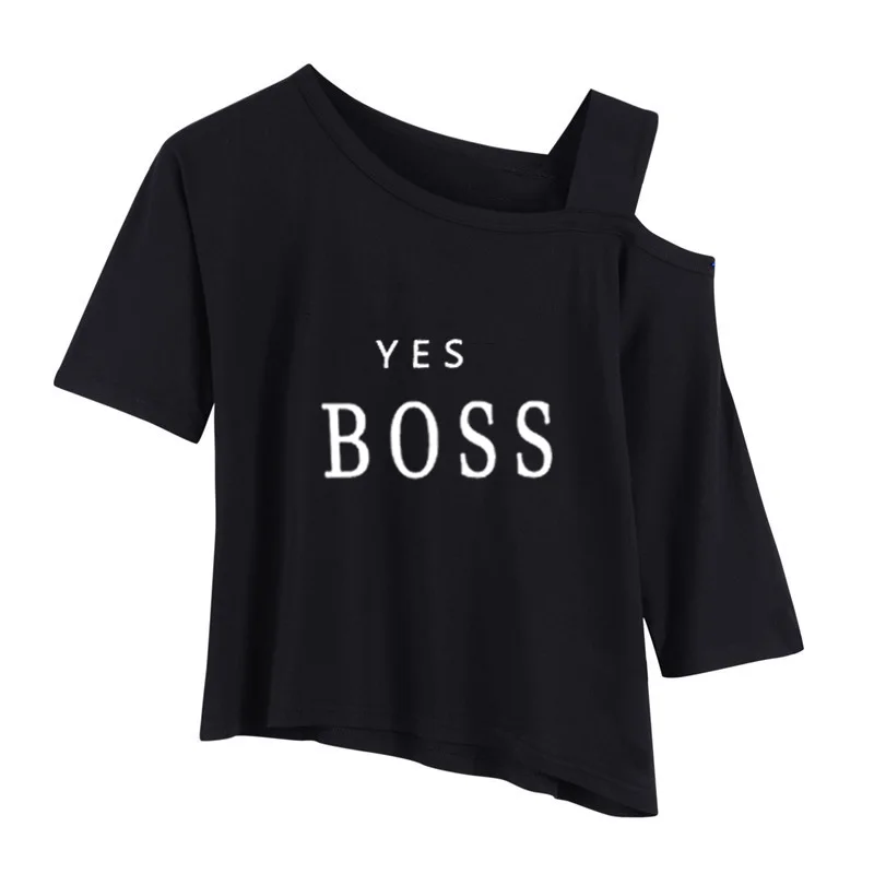 

2019 girl t-shirt clothing twice exo blackpink YES BOSS Personality T-shirt Sexy clothes Strapless T-shirt Sushi printing BTS