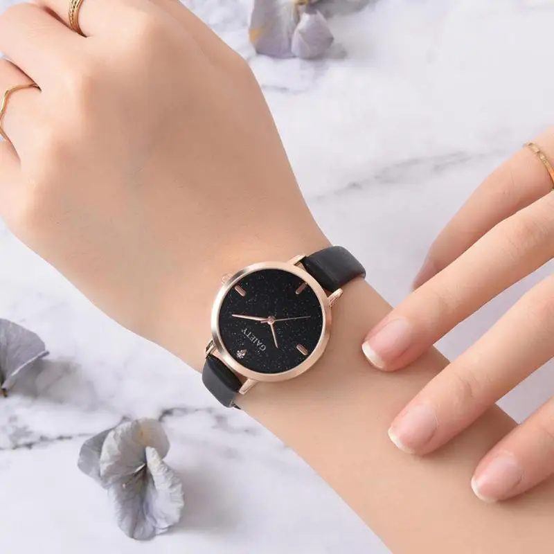 

GAIETY Star Sky Quartz Watch Fashion Women Leather Strap Analog Wristwatch