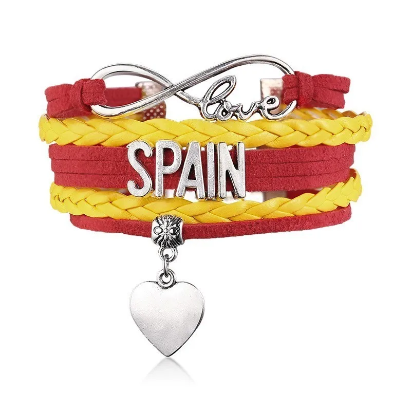 Spanish Love Weave Leather Rope Bracelet with Heart Charm Bangle | Украшения и аксессуары