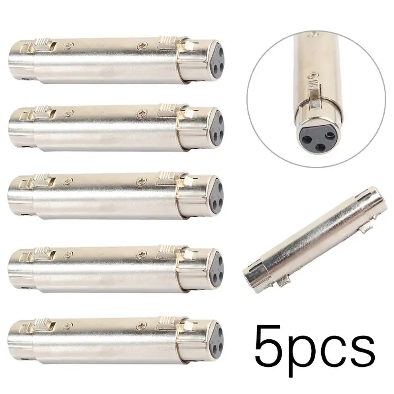 

Zinc Alloy 5pcs XLR 3-Pin Female to XLR 3-Pin Female Microphone Cable Cord Extend Gender Changer Adapter