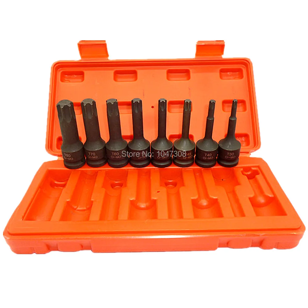 Торцевая головка Torx 8 шт. 1/2 дюйма торцевая T30 T40 T45 T50 T55 T60 T70 T80 для ручных гаечных
