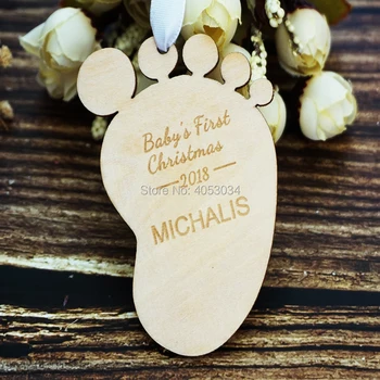 

Baby's First Christmas ornament - personalized baby footprint, engraved newborn gift, gender neutral baby shower gift
