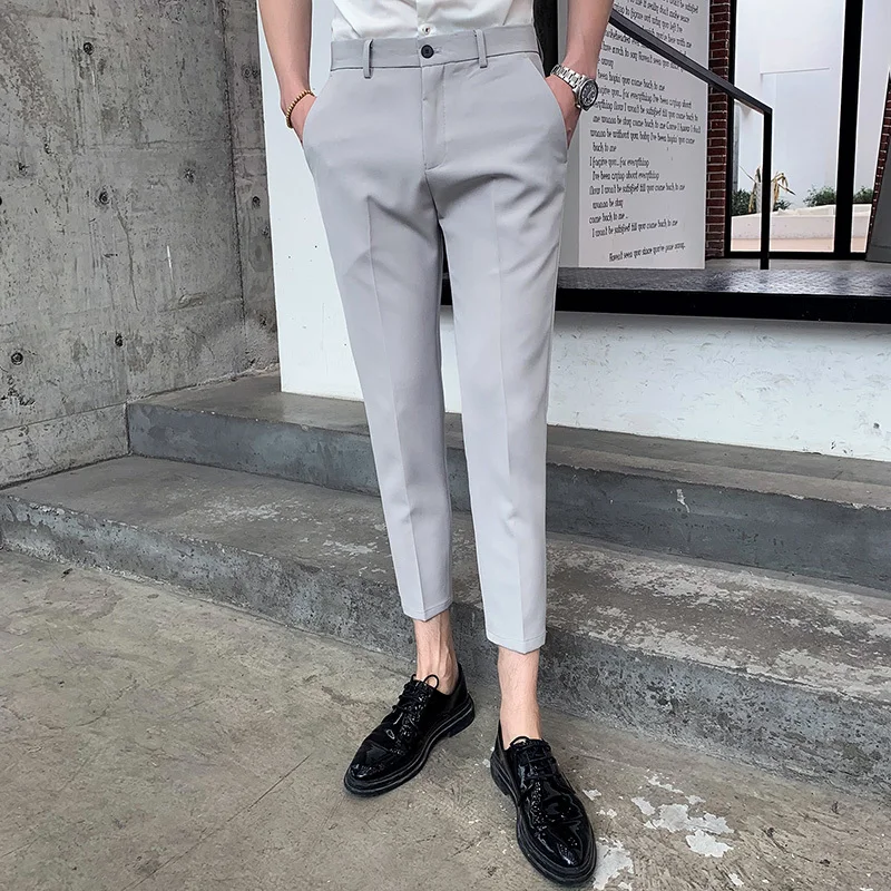 

Men's Trousers 2019 Spring And Summer New Hong Kong Style Leisure Slim Feet Nine Pants Slim Trousers Personality Men's Clothing