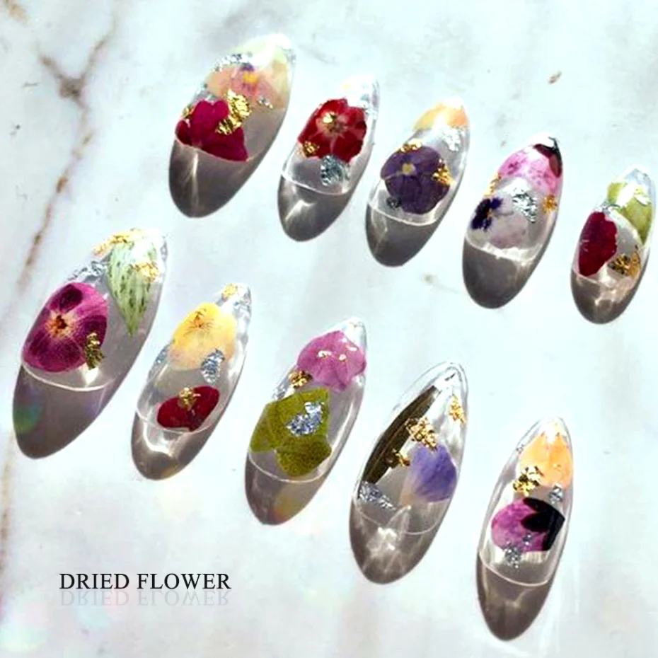 Украшения для ногтей, сухие цветочные листья гортензии, летние украшения для ногтей, Натуральные Сушеные Цветочные наклейки, инструменты для маникюра, LEF01-10