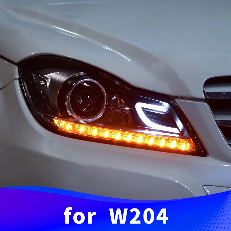 Головной светильник в сборе для Mercedes Benz W204 2011 2012 2013 C180C200C260 Светодиодный дневной светильник светодиодный поворотник
