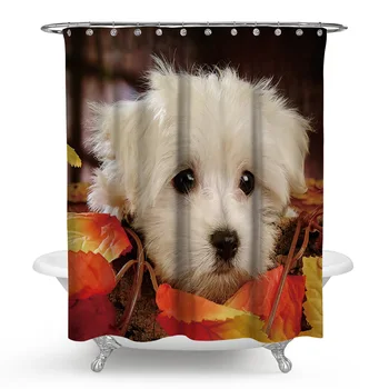 

Polyester Waterproof Shower Curtains Cute Dog Animal Mildew Resistant Bath Curtain Home Bathroom Decorations rideau de douche