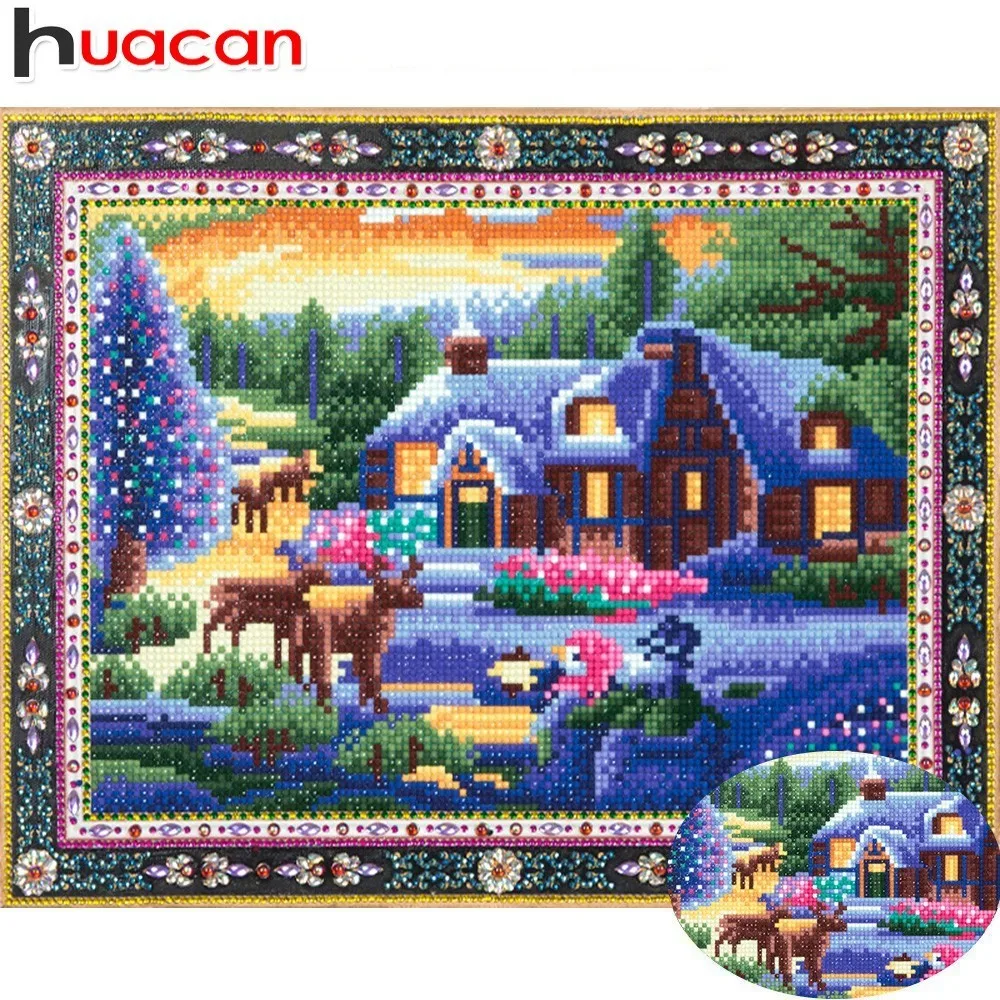 

HUACAN Diamond Painting Winter Landscape Special Shaped Full Round Diamond Embroidery Sale 5D DIY Mosaic Picture Of Rhinestones
