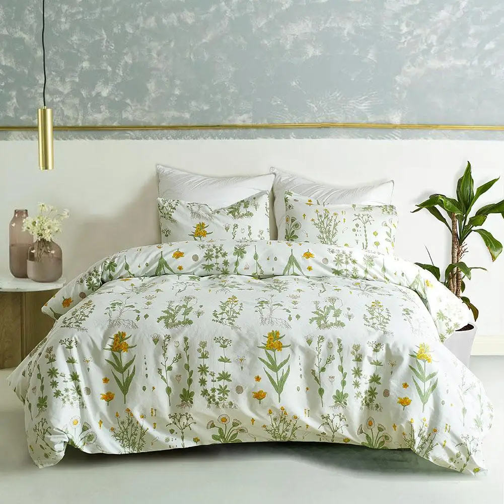 

3Pcs Cotton Printed Bedding Sets Duvet Cover Sets Twin Double King Queen Quilt Cover Bed linen Pillowcase Fitted Sheet