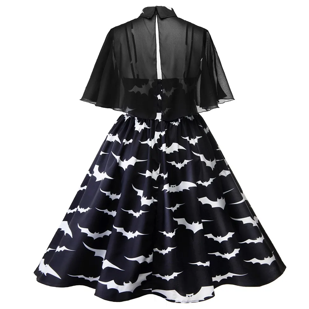 Винтажное черное Сетчатое платье с накидкой, женское платье из двух частей размера плюс, офисное женское элегантное Плиссированное стильное тонкое вечернее платье для выпускного вечера в готическом стиле