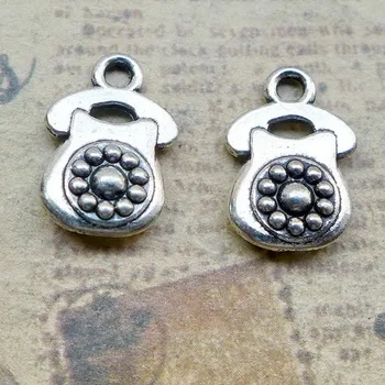 

200pcs Exquisite telephone equipment charms 10x15mm pendants Antique silver bag Handmade earring bracelet necklace anklet