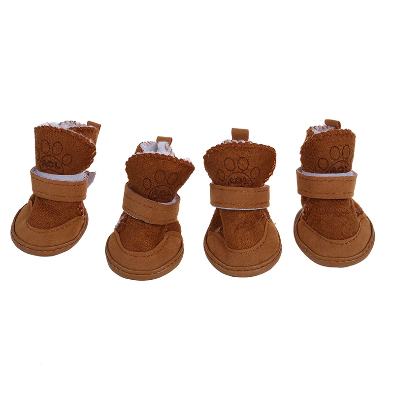 

New-Warm Walking Cozy Pet Dog Shoes Boots Clothes Apparel 3# - Tan--Fit Paws (Approx.): 1 3/4'' x 1 1/2'' (L x W)