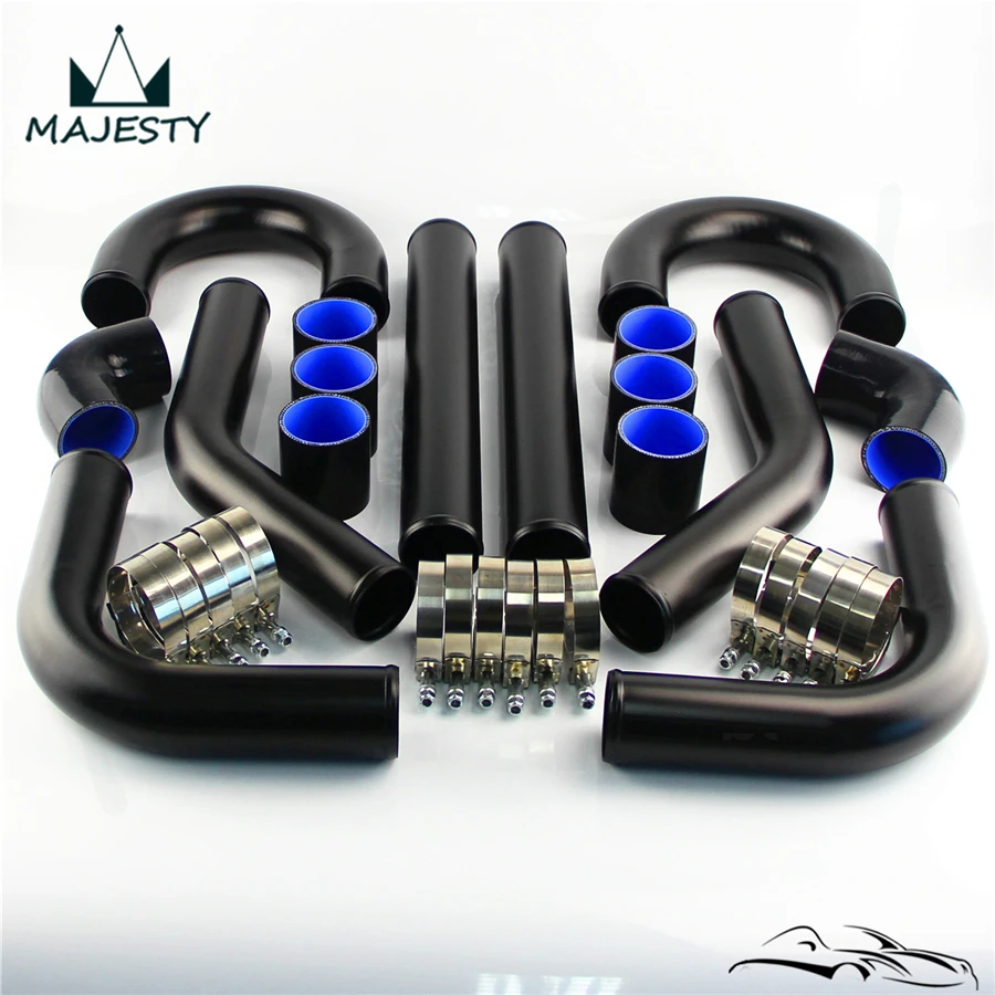 2.36" 60mm Aluminum Universal Intercooler Turbo Piping pipe + 2pcs 90